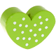 Perles avec motifs – cœur avec des points : jaune vert