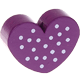 Korálek s motivem – Tvar srdce s puntíkem : purpurová