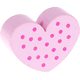 Korálek s motivem – Tvar srdce s puntíkem : růžová