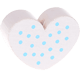 Perles avec motifs – cœur avec des points : blanc - bleu ciel