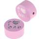 motif bead – "I Love Mom / Dad" with glitter foil : pastel pink