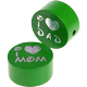 Perlina con motivo glitterato "I Love Mom / Dad" : verde