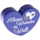Perlina a forma di cuore con motivo "Kleines Wunder der Welt" : blu scuro
