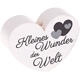 Perlina a forma di cuore con motivo "Kleines Wunder der Welt" : bianco
