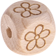 Cubes à lettres bruts gravés au laser, 10 mm – Dessins : fleur