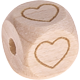 Cubes à lettres bruts gravés au laser, 10 mm – Dessins : cœur ouvert