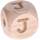 Cubes à lettres bruts gravés au laser, 10 mm (Chalkboard) : J