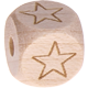 Cubes à lettres bruts gravés au laser, 10 mm – Dessins : étoiles ouvert