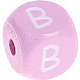 Roze gegraveerde letterblokjes 10mm : B