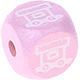 Cubos con letras en relieve de 10 mm en color rosa con imágenes : remolque