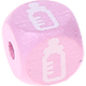 Cubos con letras en relieve de 10 mm en color rosa con imágenes : biberón