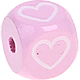 Розовые Кубики с рельефными буквами 10 мм – изображениями : сердце
