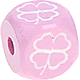 Cubos con letras en relieve de 10 mm en color rosa con imágenes : hoja de trébol