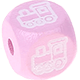Cubos con letras en relieve de 10 mm en color rosa con imágenes : locomotora