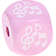 Розовые Кубики с рельефными буквами 10 мм – изображениями : музыкальные ноты