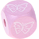 Cubos con letras en relieve de 10 mm en color rosa con imágenes : mariposa