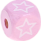Cubos con letras en relieve de 10 mm en color rosa con imágenes : estrella abierta