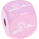Cubos con letras en relieve de 10 mm en color rosa con imágenes : cigüeña