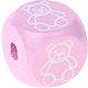 Růžové ražené kostky s písmenky 10 mm – obrázky : medvěd