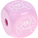 Cubos con letras en relieve de 10 mm en color rosa con imágenes : cráneo