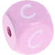 Růžové ražené kostky s písmenky 10 mm : C