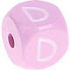 Cubos con letras en relieve de 10 mm en color rosa : D
