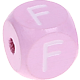 Rosa, geprägte Buchstabenwürfel, 10 mm : F