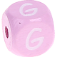 Růžové ražené kostky s písmenky 10 mm : G