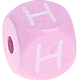 Růžové ražené kostky s písmenky 10 mm : H