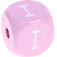 Růžové ražené kostky s písmenky 10 mm : I