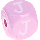 Cubos con letras en relieve de 10 mm en color rosa : J