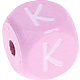Růžové ražené kostky s písmenky 10 mm : K