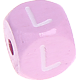 Růžové ražené kostky s písmenky 10 mm : L