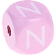 Růžové ražené kostky s písmenky 10 mm : N