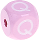 Růžové ražené kostky s písmenky 10 mm : Q