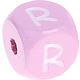 Růžové ražené kostky s písmenky 10 mm : R