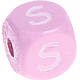 Růžové ražené kostky s písmenky 10 mm : S