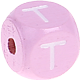 Cubos con letras en relieve de 10 mm en color rosa : T