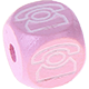 Růžové ražené kostky s písmenky 10 mm – obrázky : telefon