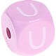 Cubos con letras en relieve de 10 mm en color rosa : U