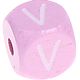 Cubos con letras en relieve de 10 mm en color rosa : V