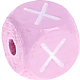 Růžové ražené kostky s písmenky 10 mm : X