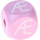 Cubos con letras en relieve de 10 mm en color rosa : Æ