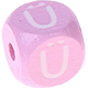 Cubos con letras en relieve de 10 mm en color rosa : Ü