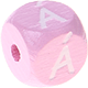 pastel pink embossed letter cubes, 10 mm – Portuguese : Á