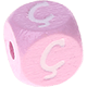Розовые Кубики с рельефными буквами 10 мм – турецкий язык : Ç