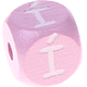 pastel pink embossed letter cubes, 10 mm – Portuguese : Í