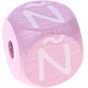 Růžové ražené kostky s písmenky 10 mm – španělština : Ñ