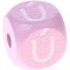Cubos con letras en relieve de 10 mm en color rosa en portugués : Ú