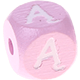 Cubos con letras en relieve de 10 mm en color rosa en lituano : Ą